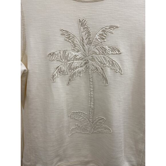 Tommy Bahama Cream Tobago Bay Embroidered Palm Tree Sweatshirt M Medium - Picture 2 of 7